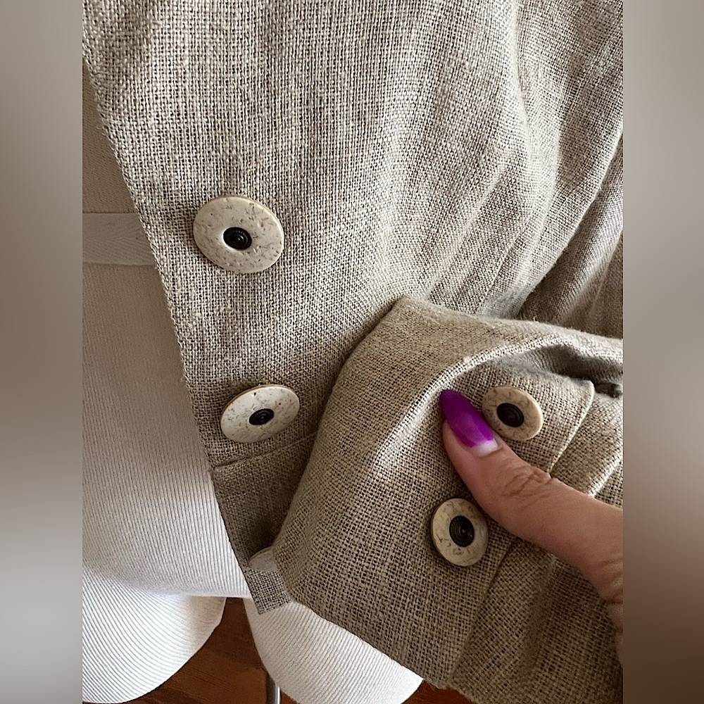 Vintage linen cropped blazer - Picture 4 of 6